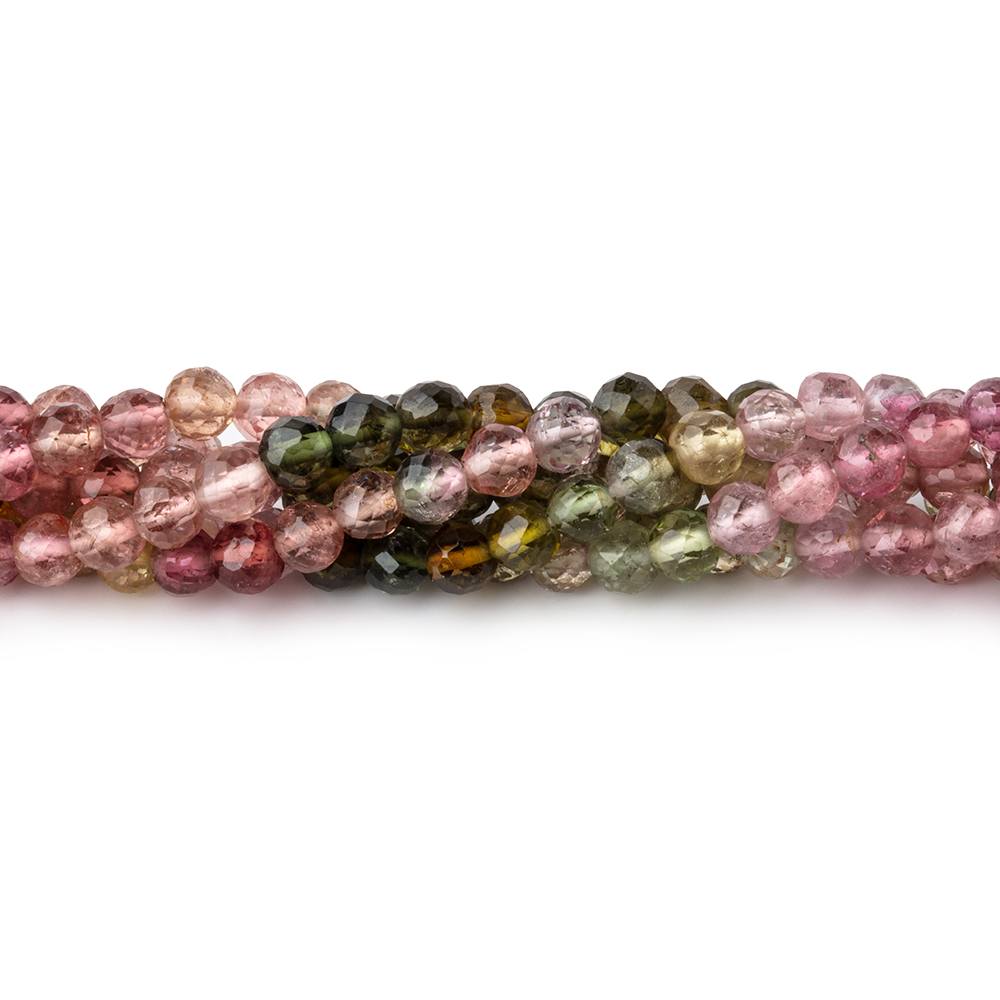 3.5mm Multi Color Tourmaline Micro Faceted Round Beads 14 inch 103 pieces AA - Beadsofcambay.com