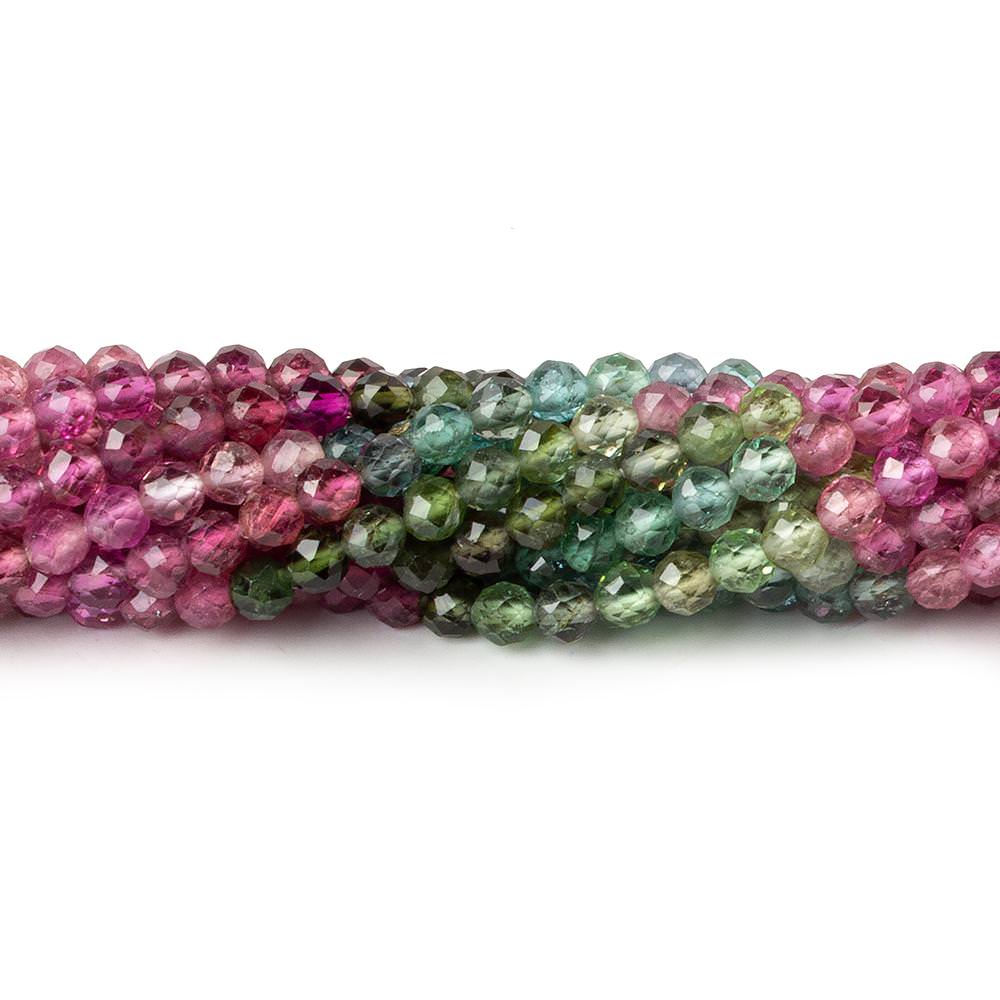3.5mm Multi color Tourmaline micro faceted rounds 13 inch 100 pieces AAA - Beadsofcambay.com