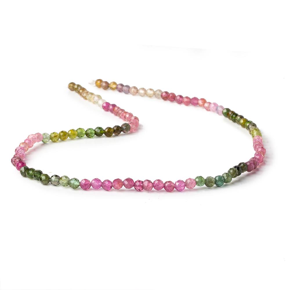 3.5mm Multi color Tourmaline micro faceted rounds 13 inch 100 pieces AAA - Beadsofcambay.com