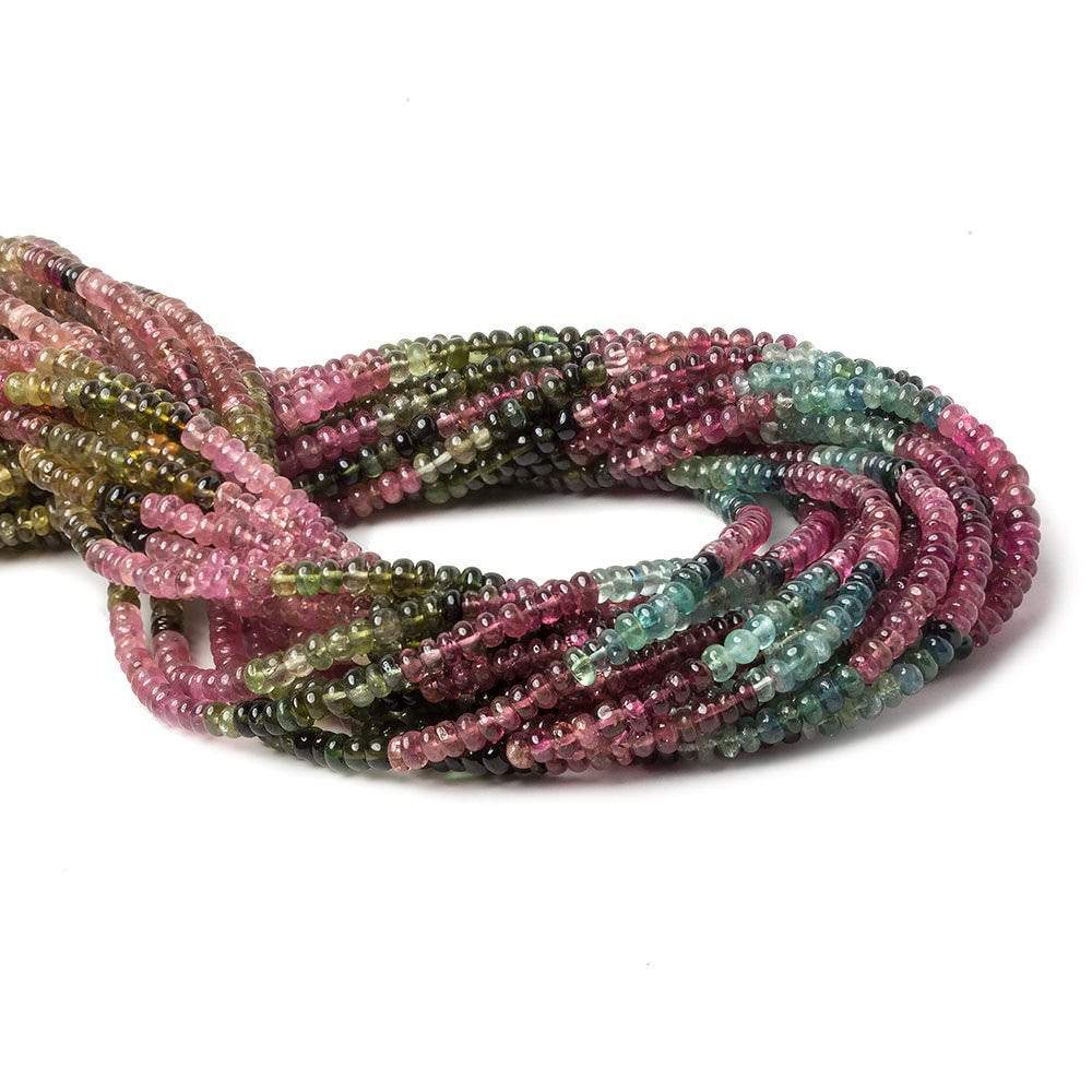 3.5mm Multi Color Tourmaline plain rondelle beads 13.5 inch 174 pieces - Beadsofcambay.com
