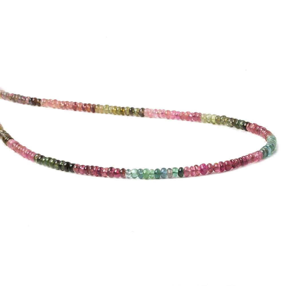 3.5mm Multi Color Tourmaline plain rondelle beads 13.5 inch 174 pieces - Beadsofcambay.com