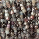 3.5mm Multi Color Umba Sapphire faceted cube Black Gold plated Silver .925 Chain by the foot - Beadsofcambay.com