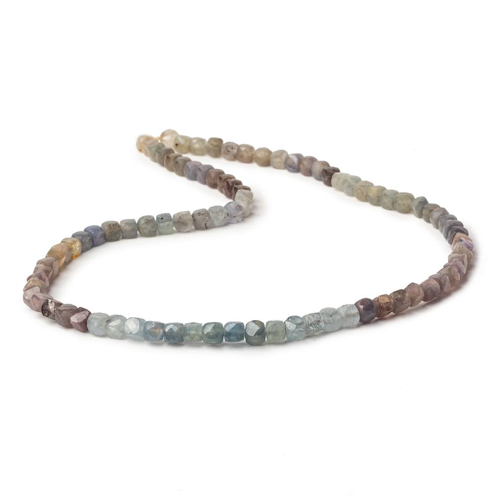 3.5mm Multi Color Umba Sapphire micro faceted cubes 12 inch 80 beads - Beadsofcambay.com