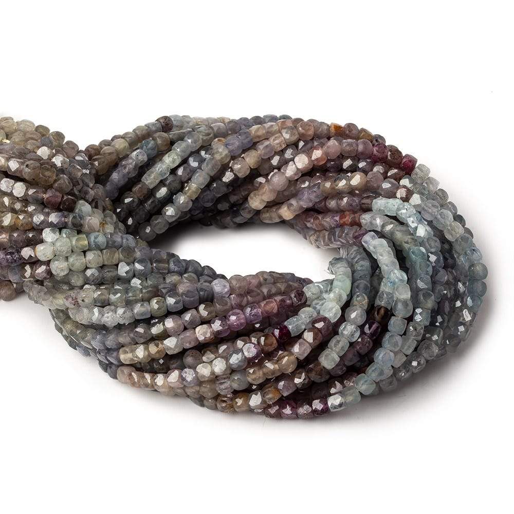 3.5mm Multi Color Umba Sapphire micro faceted cubes 12 inch 80 beads - Beadsofcambay.com