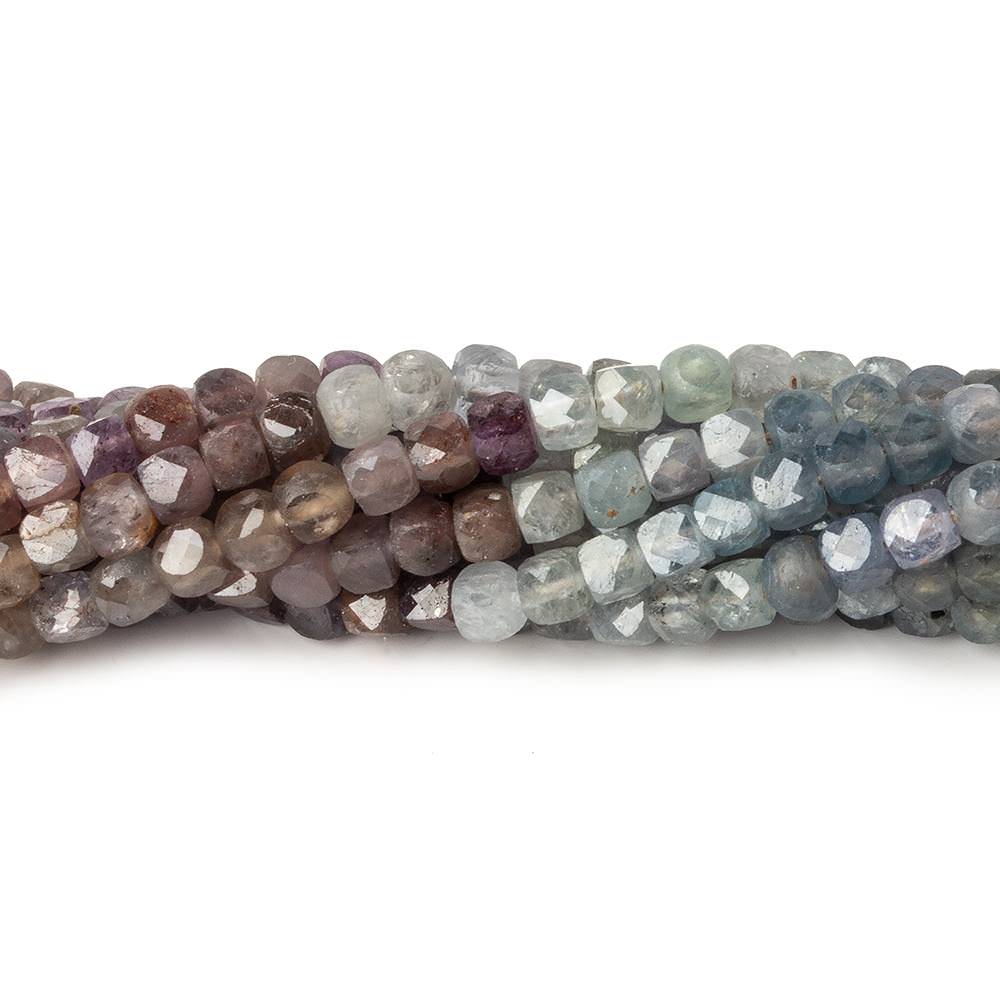 3.5mm Multi Color Umba Sapphire micro faceted cubes 12 inch 80 beads - Beadsofcambay.com
