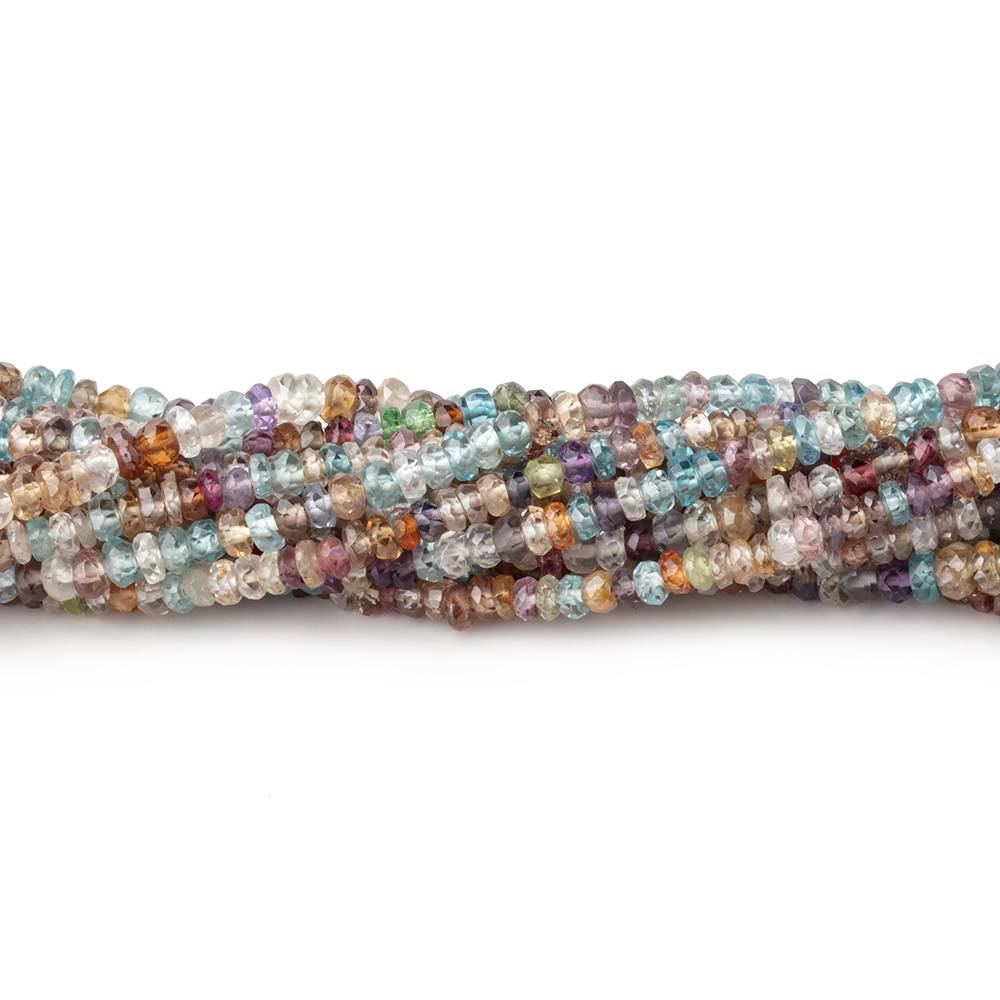 3.5mm Multi Color Zircon Faceted Rondelle Beads 16 inch 230 pieces - Beadsofcambay.com