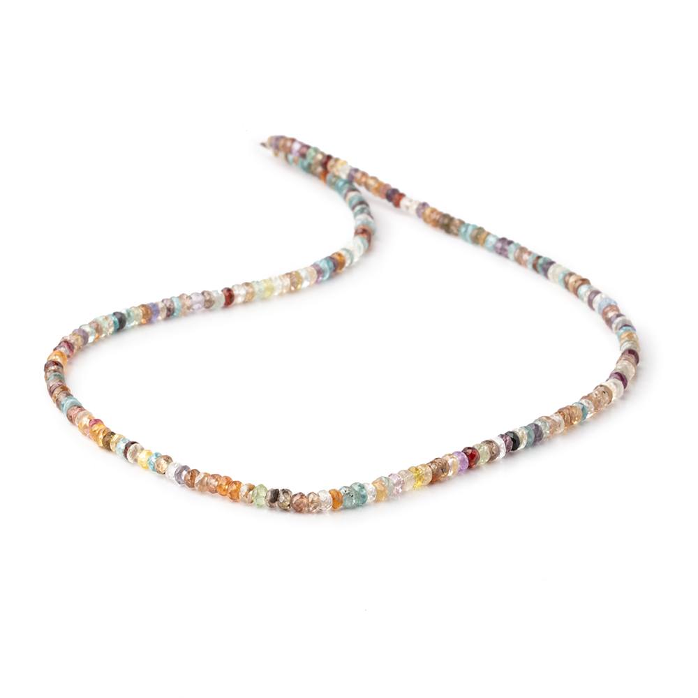 3.5mm Multi Color Zircon Faceted Rondelle Beads 16 inch 230 pieces - Beadsofcambay.com