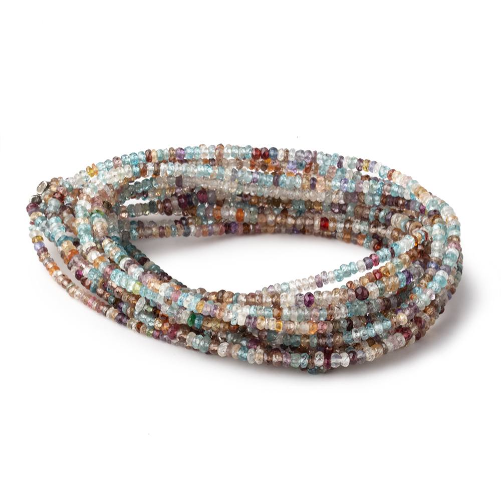 3.5mm Multi Color Zircon Faceted Rondelle Beads 16 inch 230 pieces - Beadsofcambay.com