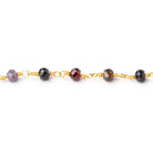 3.5mm Multi Gem Micro Faceted Rondelles on Gold Plated Chain - Beadsofcambay.com