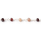 3.5mm Multi Gem Micro Faceted Rondelles on Silver Plated Chain - Beadsofcambay.com