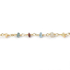 3.5mm Multi Gemstone Faceted Rondelles on Vermeil Chain by the Foot 36 beads - Beadsofcambay.com