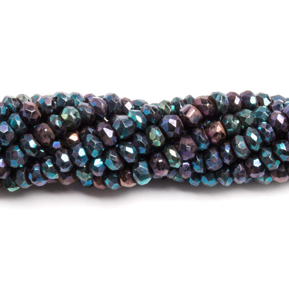 3.5mm Mystic Peacock Spinel Faceted Rondelle Beads 13 inch 130 pieces - Beadsofcambay.com