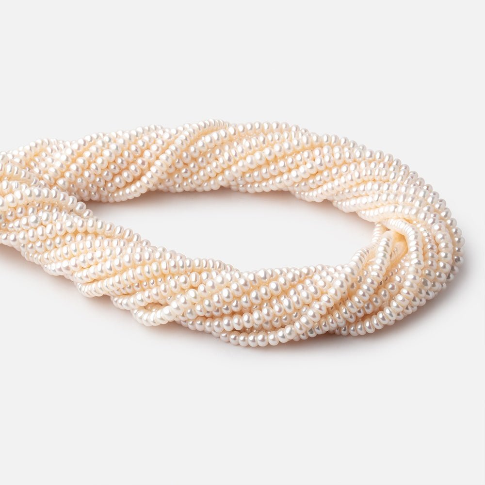 3.5mm Off White Center Drilled Freshwater Pearls 15 inch 139 pieces AA - Beadsofcambay.com