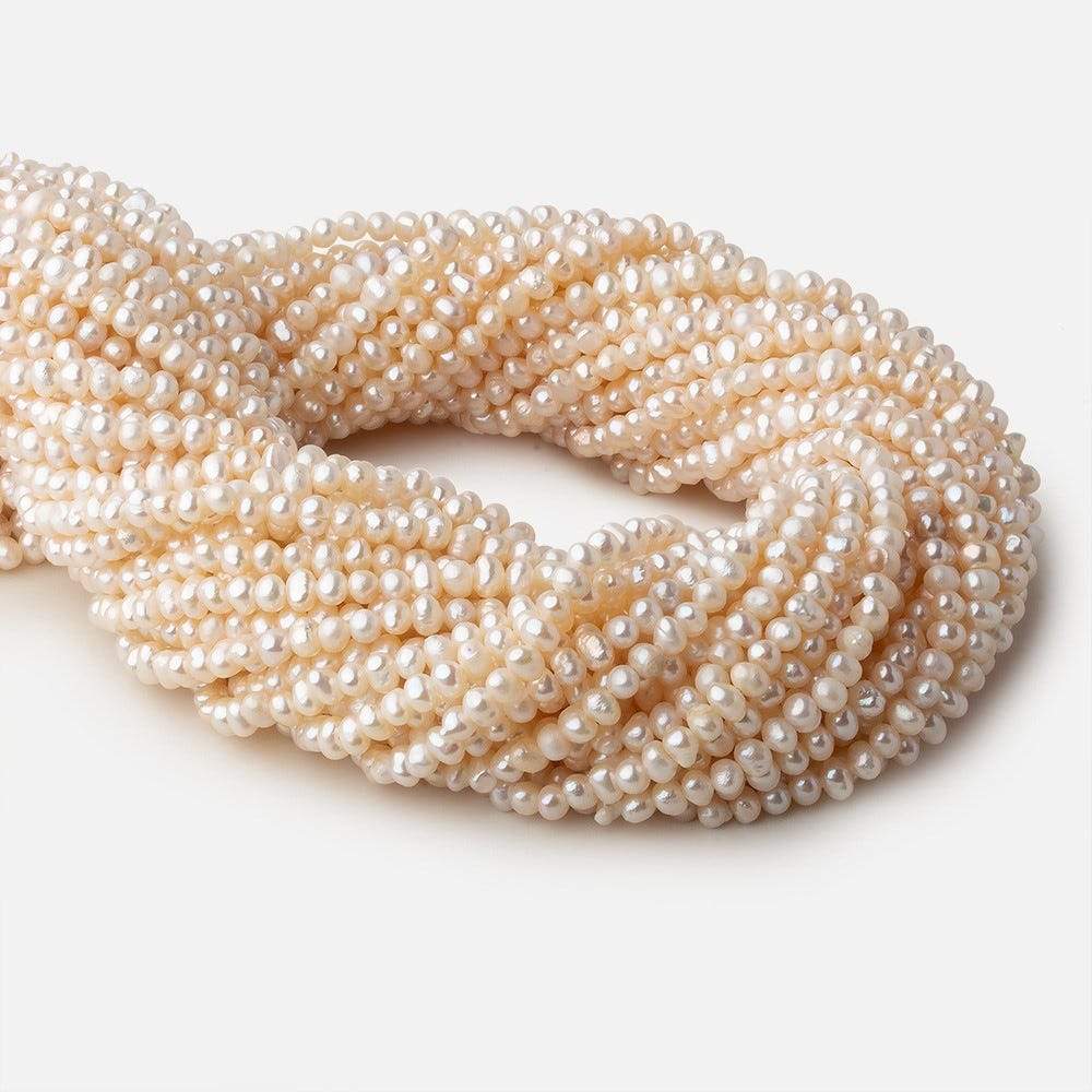 3.5mm Off White side drilled Baroque Freshwater Pearls 16 inch 155 pieces - Beadsofcambay.com