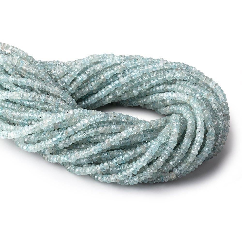 3.5mm Pale Blue Zircon Faceted Rondelle Beads 13 inch 168 pieces - Beadsofcambay.com