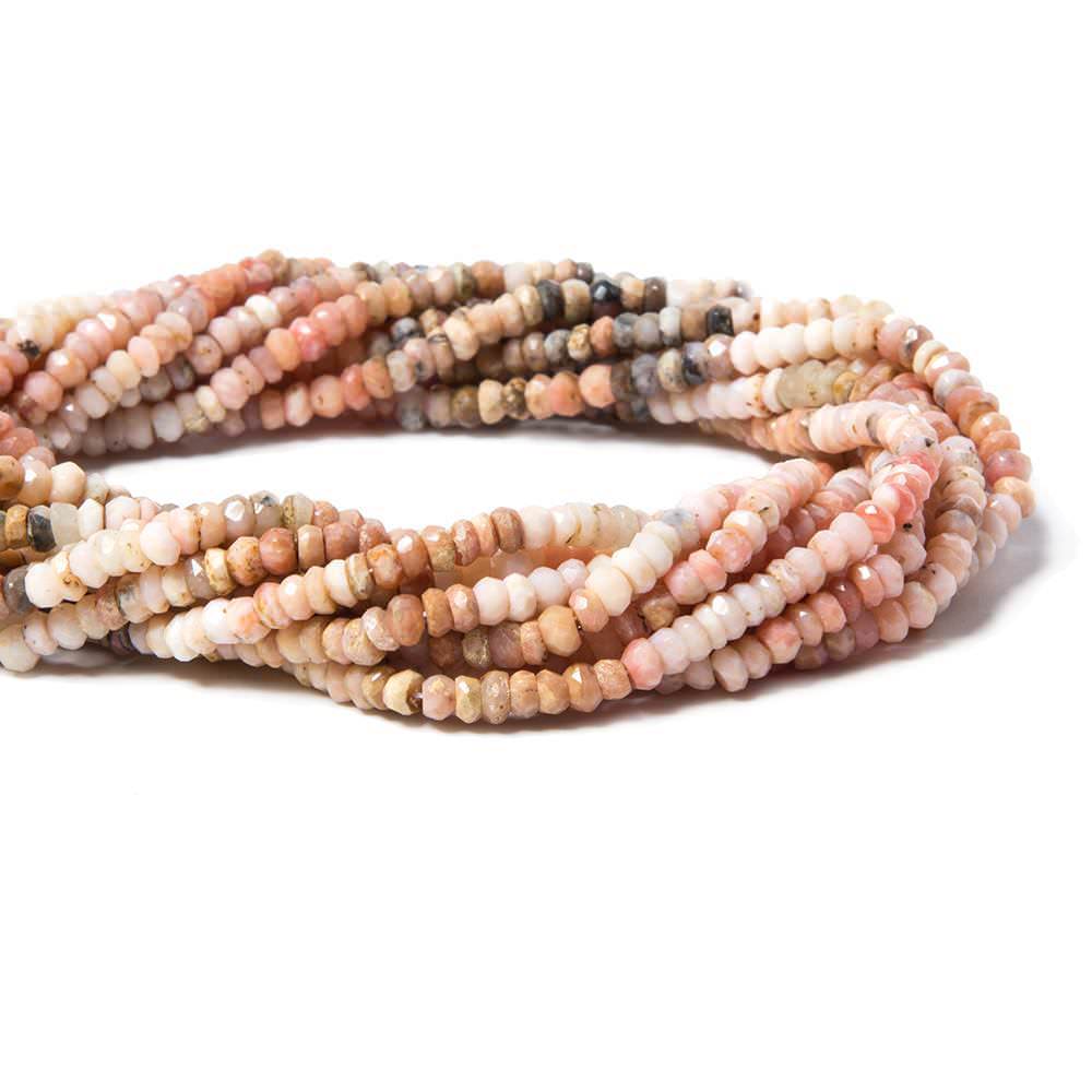 3.5mm Pink Peruvian Opal Beads Faceted Rondelle - Beadsofcambay.com