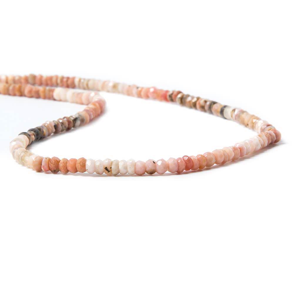 3.5mm Pink Peruvian Opal Beads Faceted Rondelle - Beadsofcambay.com