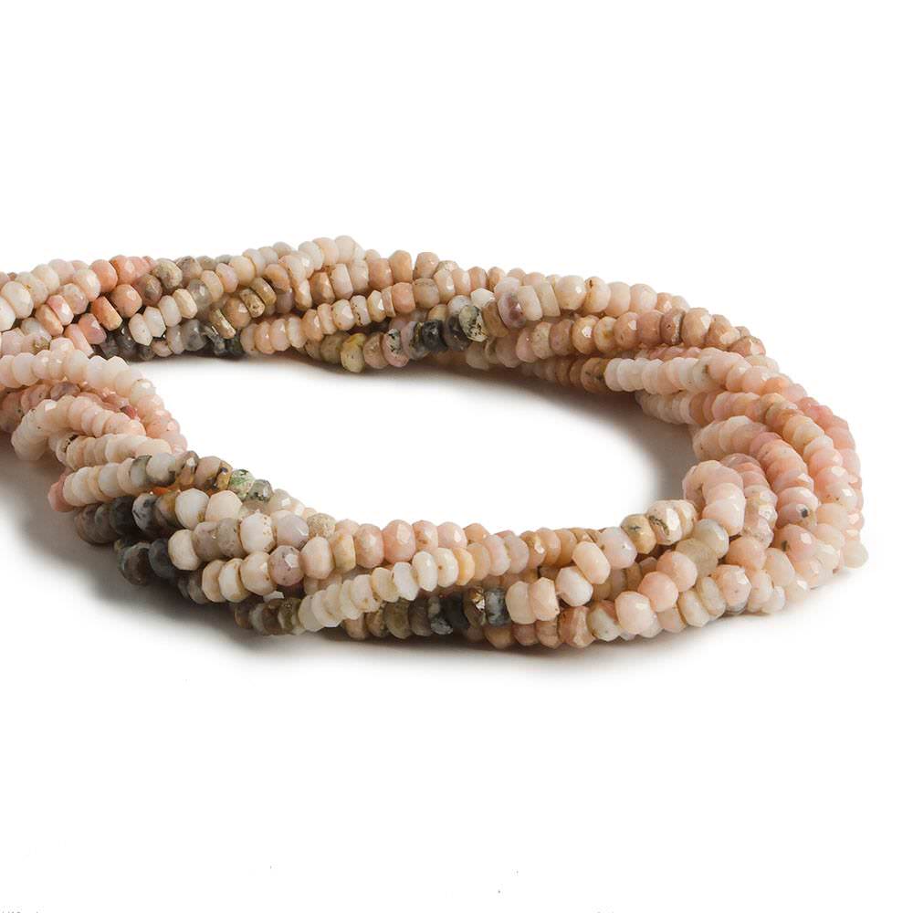 3.5mm Pink Peruvian Opal Beads Faceted Rondelle - Beadsofcambay.com