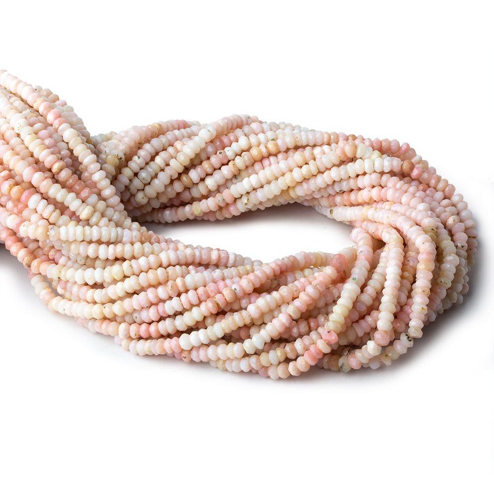 3.5mm Pink Peruvian Opal Faceted Rondelle Beads 14 inch 172 pcs - Beadsofcambay.com