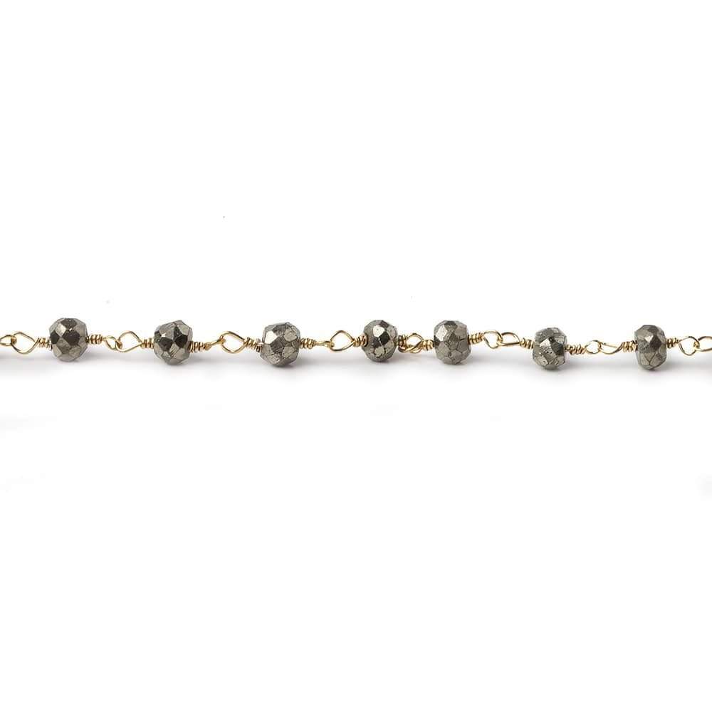3.5mm Pyrite and Gold plated Pyrite Gold Chain by the foot - Beadsofcambay.com