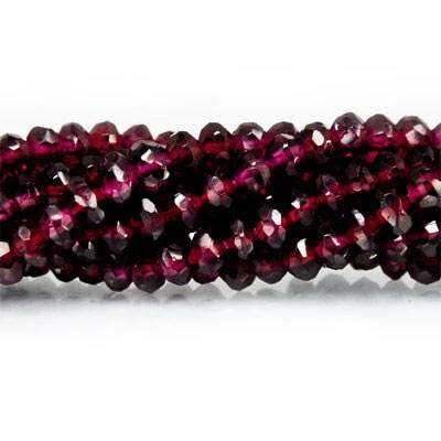 3.5mm Rhodolite Garnet Faceted Rondelle Beads 13 inch 95 pieces - Beadsofcambay.com
