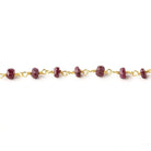 3.5mm Ruby Faceted Rondelles on Vermeil Chain by the Foot 39 pieces - Beadsofcambay.com