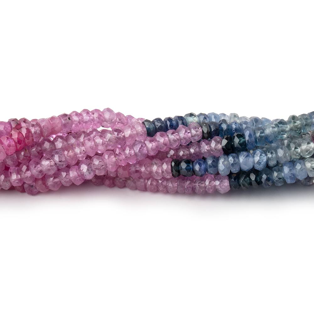 3.5mm Ruby & Fancy Sapphire faceted rondelle beads 18 inch 256 pieces A - Beadsofcambay.com