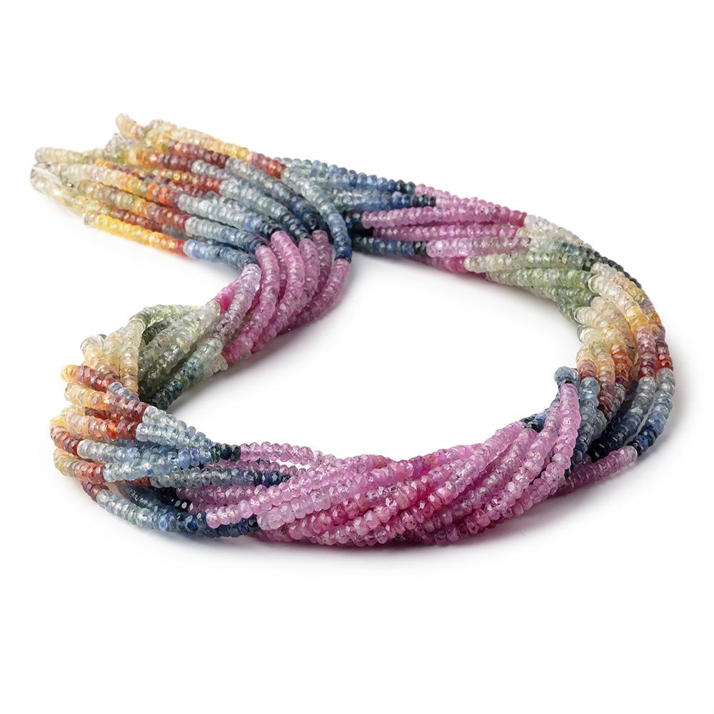 3.5mm Ruby & Fancy Sapphire faceted rondelle beads 18 inch 256 pieces A - Beadsofcambay.com
