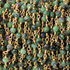 3.5mm Ruby in Zoisite Micro Faceted Rounds on Gold Plated Chain - Beadsofcambay.com