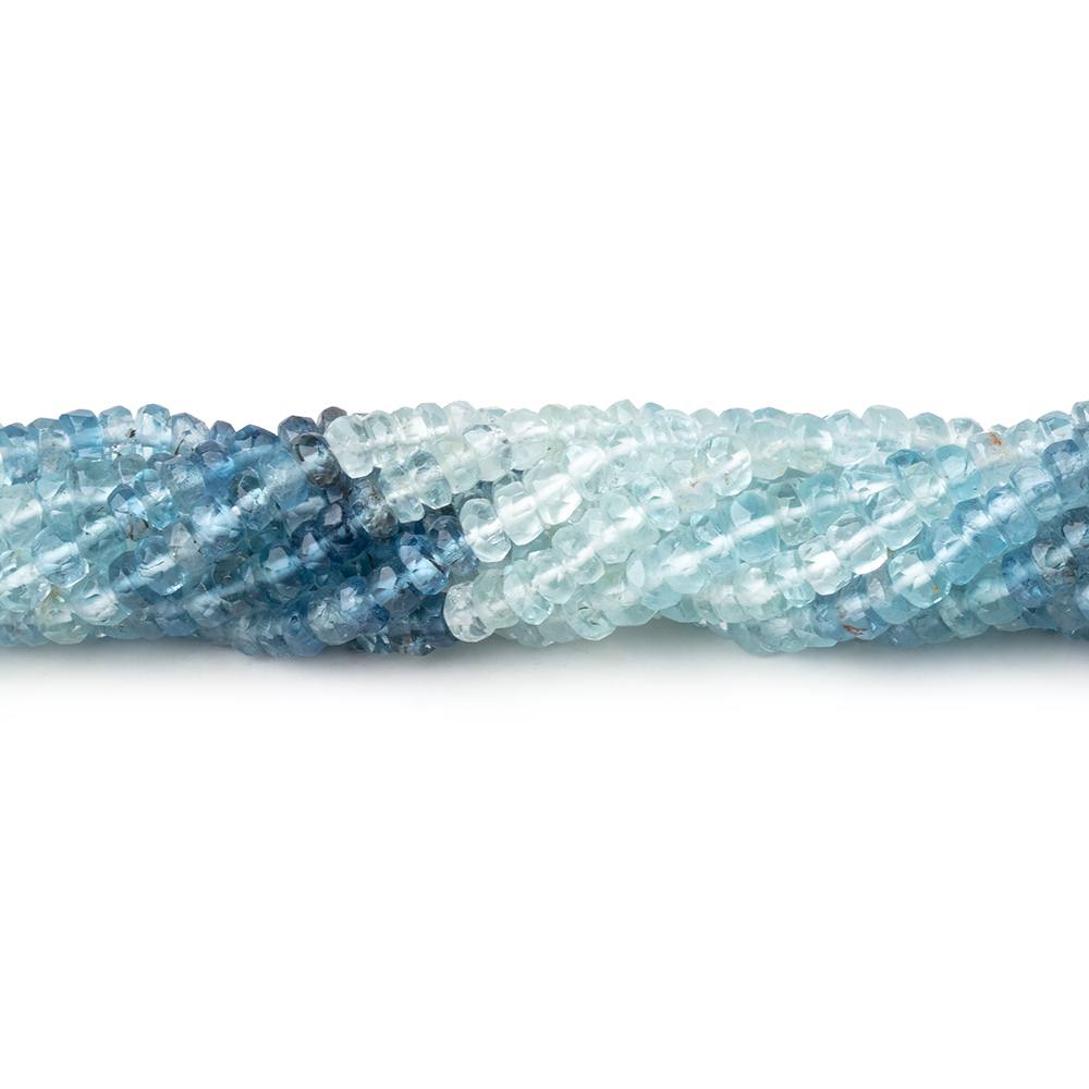 3.5mm Shaded Aquamarine Faceted Rondelle Beads 18 inch 239 pieces - Beadsofcambay.com