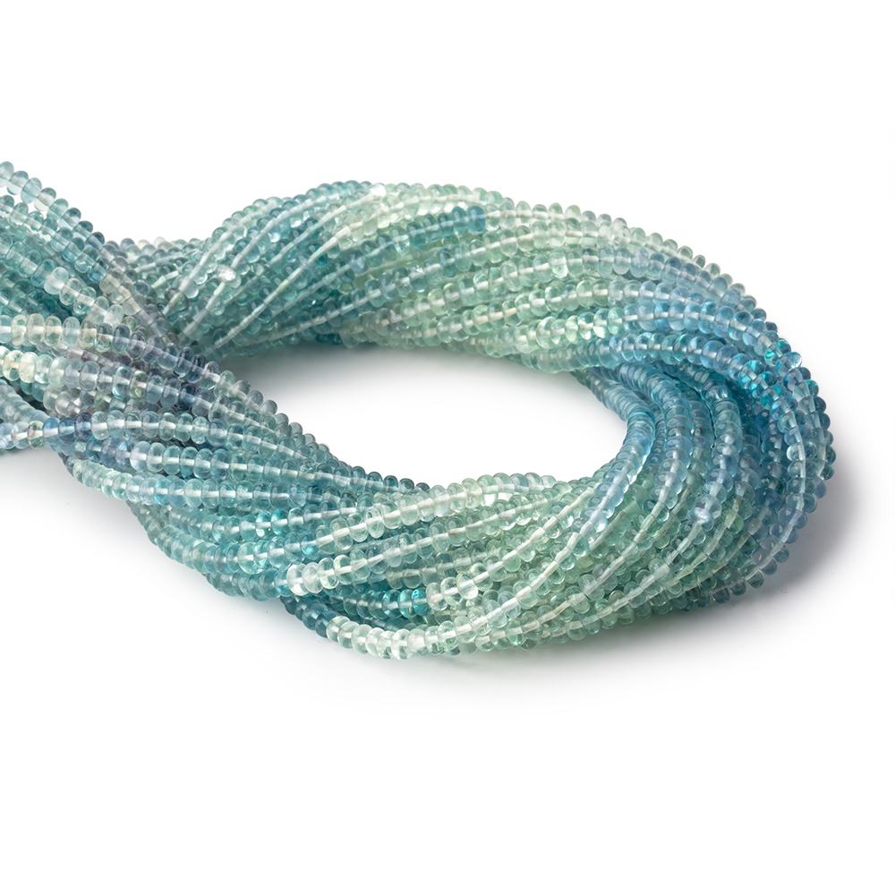 3.5mm Shaded Fluorite Plain Rondelle Beads 13 inch 121 pieces - Beadsofcambay.com