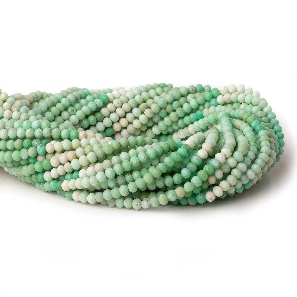 3.5mm Shaded Prase Opal micro faceted rondelles 13 inch 115 beads - Beadsofcambay.com