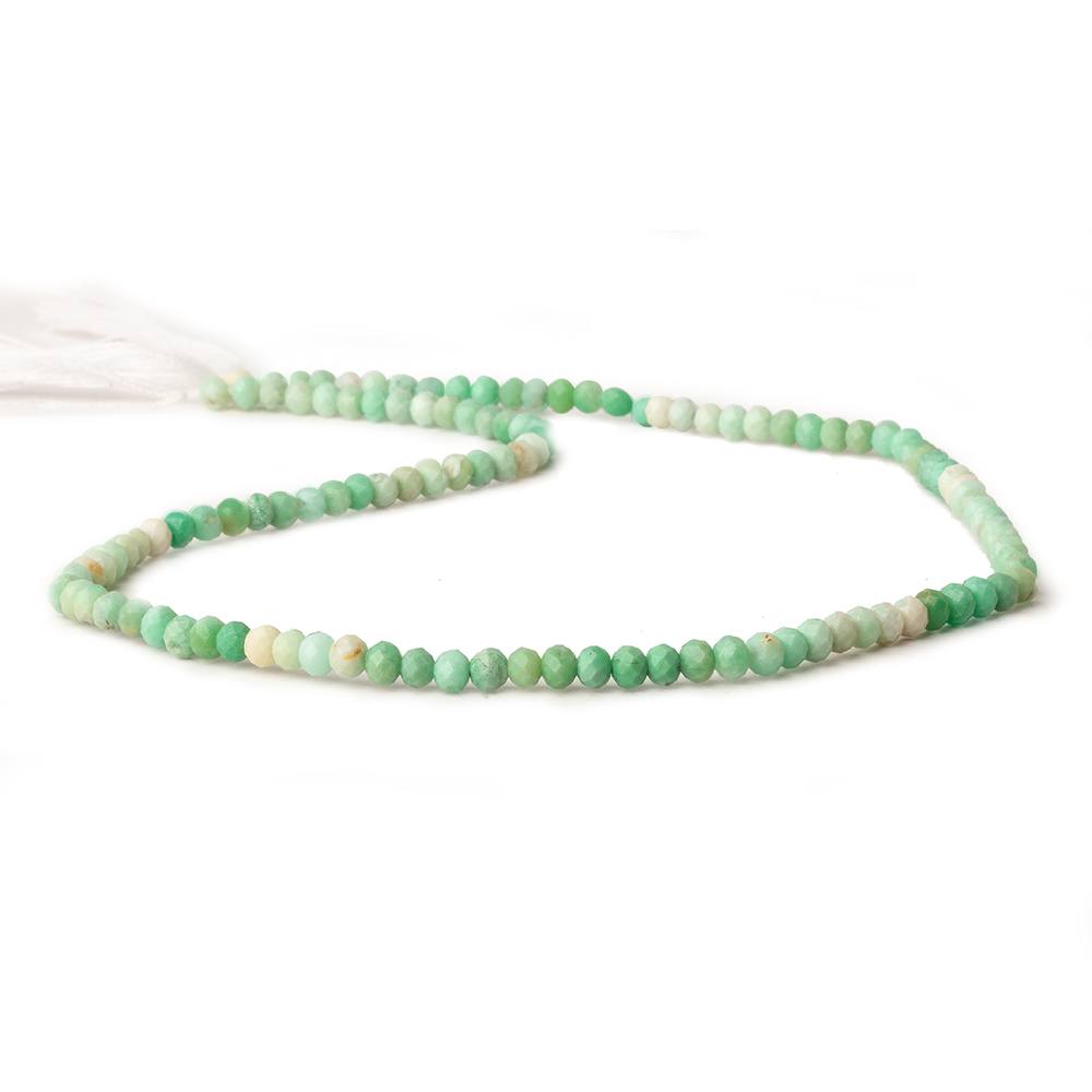 3.5mm Shaded Green Tanzanian Opal micro faceted rondelles 13 inch 115 beads - Beadsofcambay.com