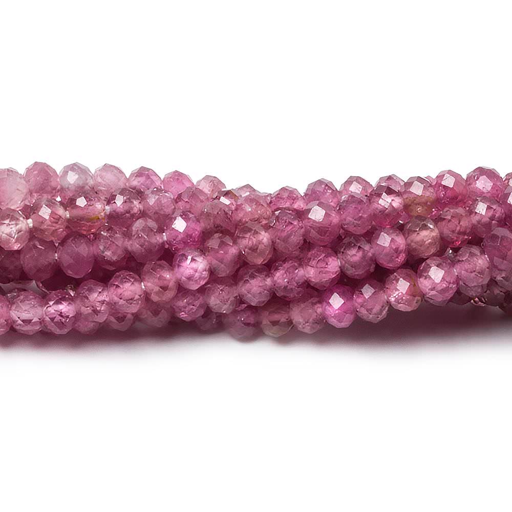 3.5mm Shaded Pink Tourmaline Micro faceted rondelle beads 13 inch 115 pcs - Beadsofcambay.com