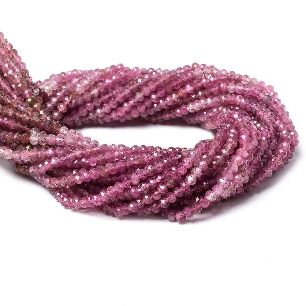 3.5mm Shaded Pink Tourmaline Micro faceted rondelle beads 13 inch 115 pcs - Beadsofcambay.com