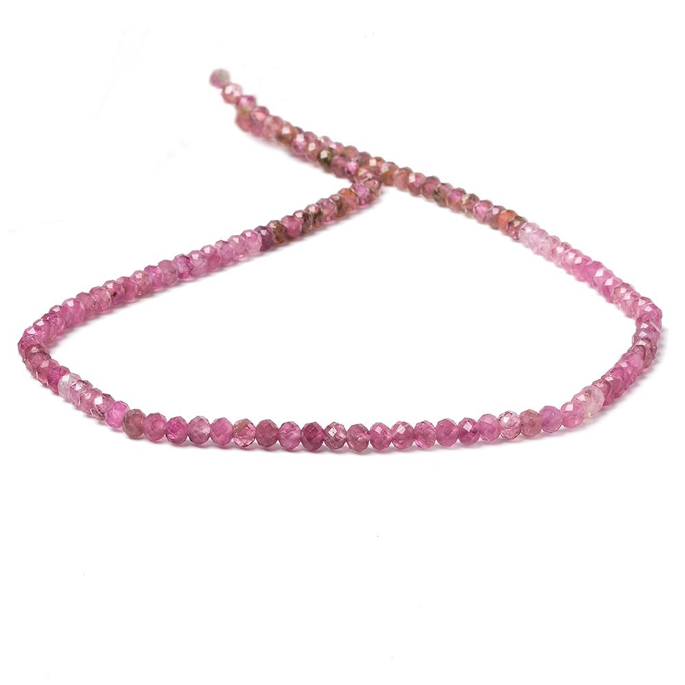 3.5mm Shaded Pink Tourmaline Micro faceted rondelle beads 13 inch 115 pcs - Beadsofcambay.com