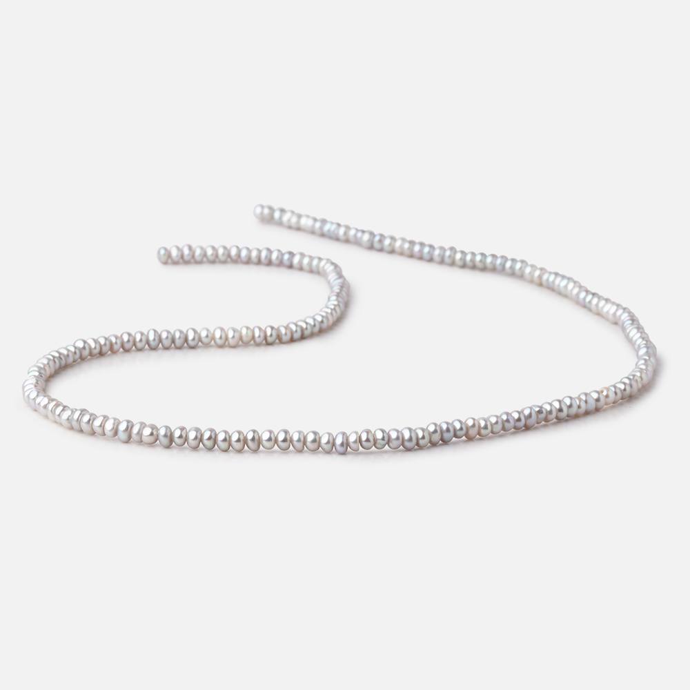 3.5mm Silver Center Drill Button Freshwater Pearls 15.5 inch 175 Beads - Beadsofcambay.com