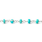 3.5mm Sleeping Beauty Turquoise faceted rondelle .925 Silver Chain by the foot - Beadsofcambay.com