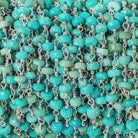 3.5mm Sleeping Beauty Turquoise faceted rondelle .925 Silver Chain by the foot - Beadsofcambay.com