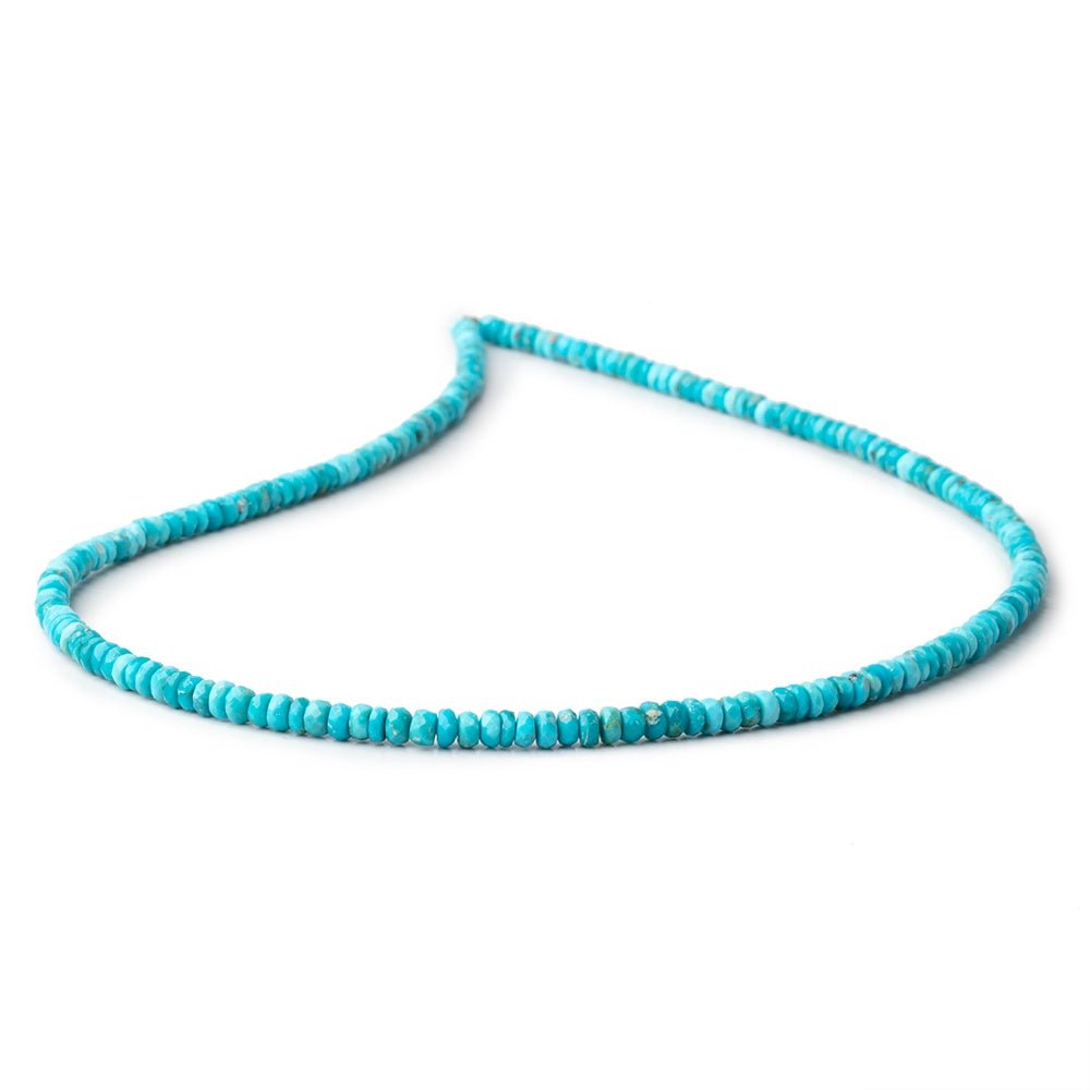 3.5mm Sleeping Beauty Turquoise Faceted Rondelle Beads 16 inch 206 pieces - Beadsofcambay.com