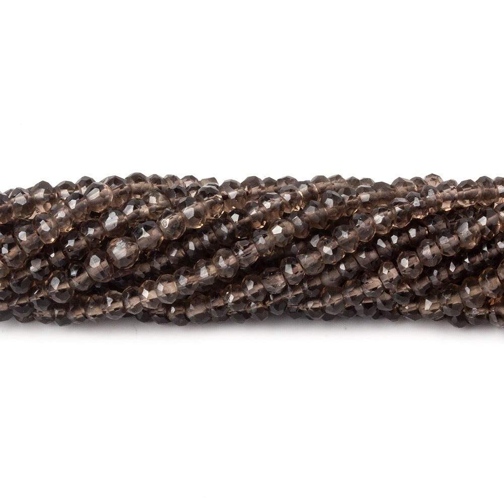 3.5mm Smoky Quartz Faceted Rondelle 13.5 inch 130 beads - Beadsofcambay.com