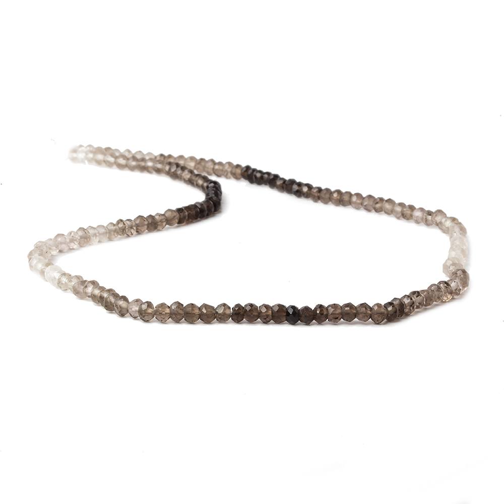 3.5mm Smoky Quartz faceted rondelle beads 13.5 inch 140 pieces A - Beadsofcambay.com