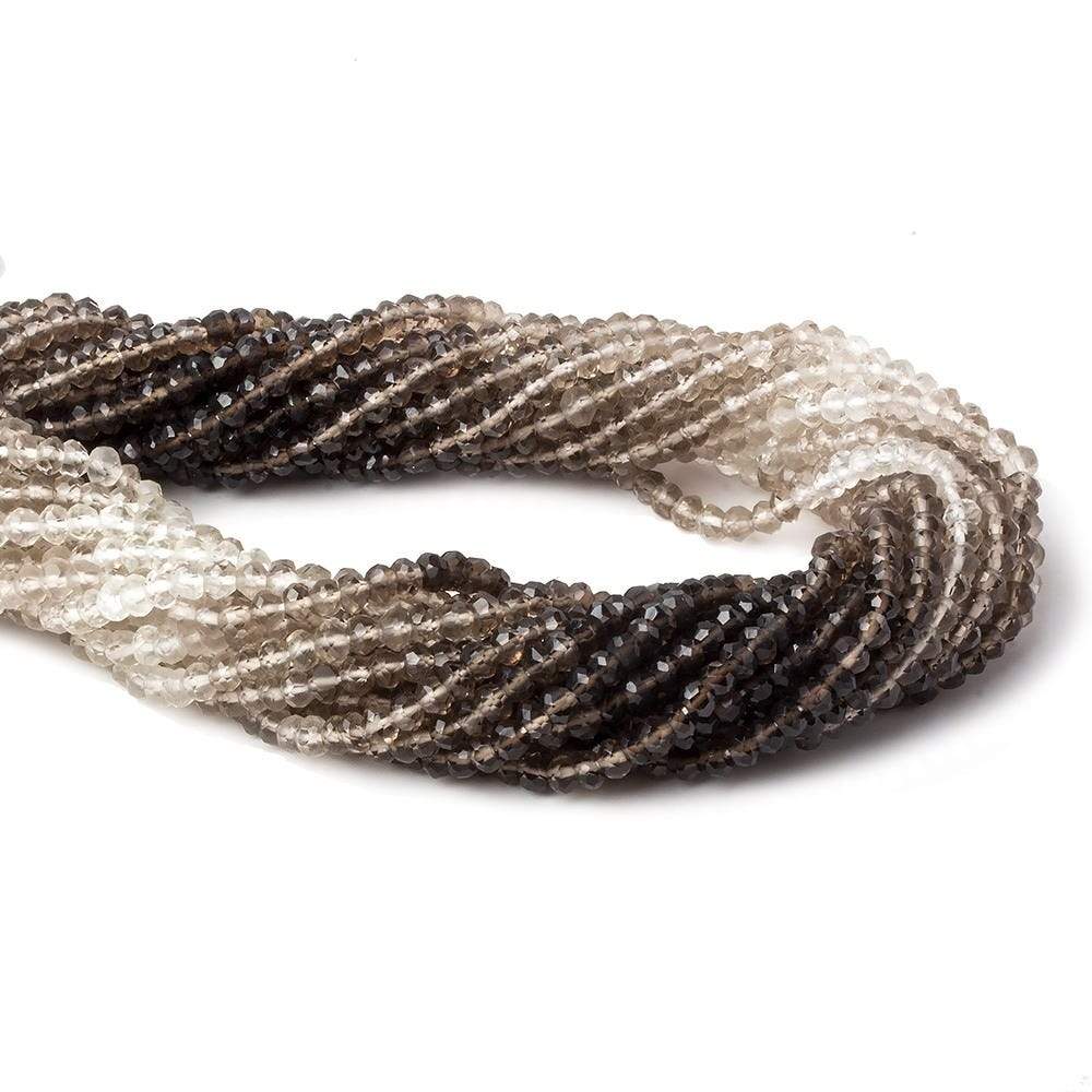 3.5mm Smoky Quartz faceted rondelle beads 13.5 inch 140 pieces A - Beadsofcambay.com