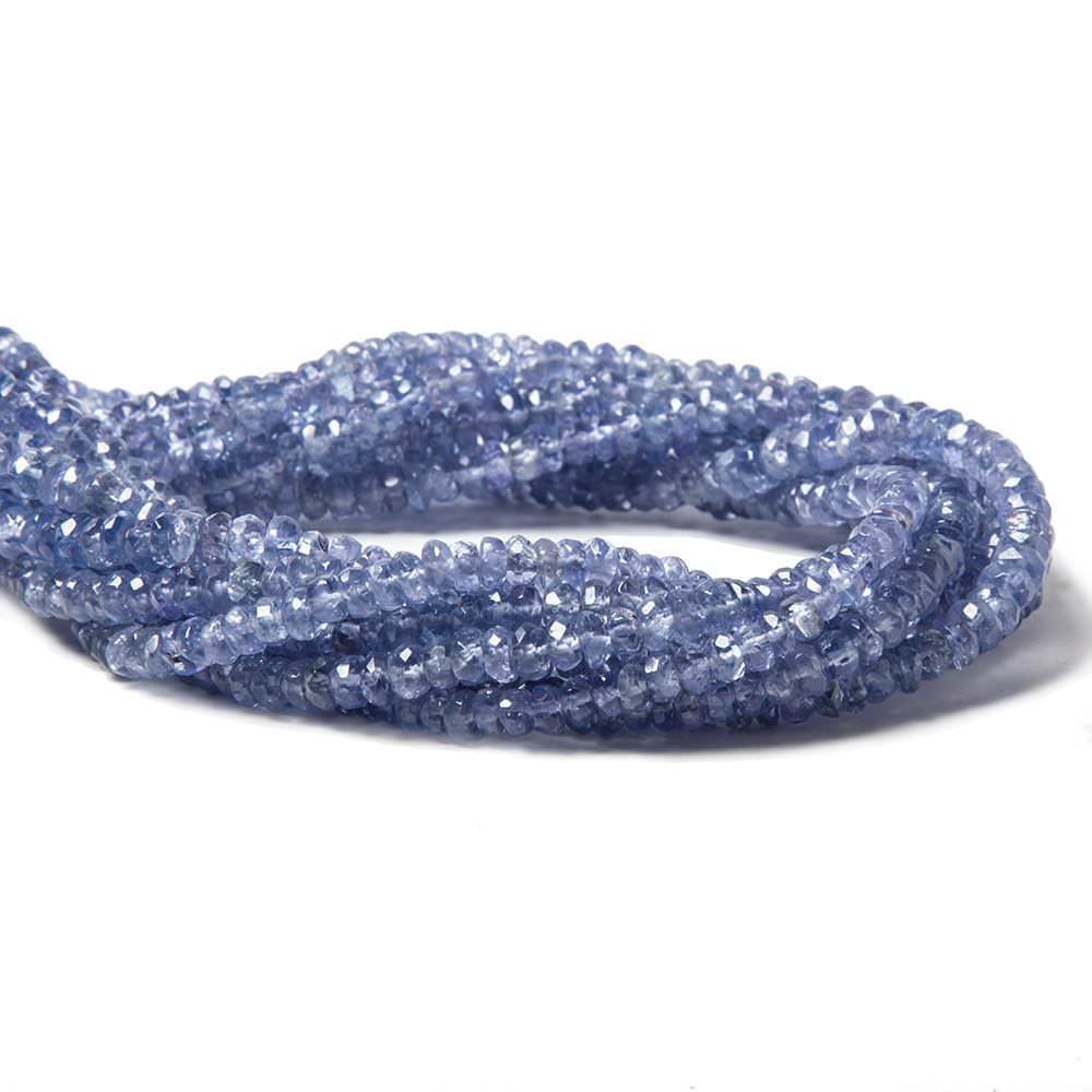 3.5mm Tanzanite Faceted Rondelle Beads 14 inch 175 pieces - Beadsofcambay.com