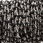 3.5mm to 4mm Black Agate faceted rondelle Silver plated Chain by the foot 35 beads - Beadsofcambay.com
