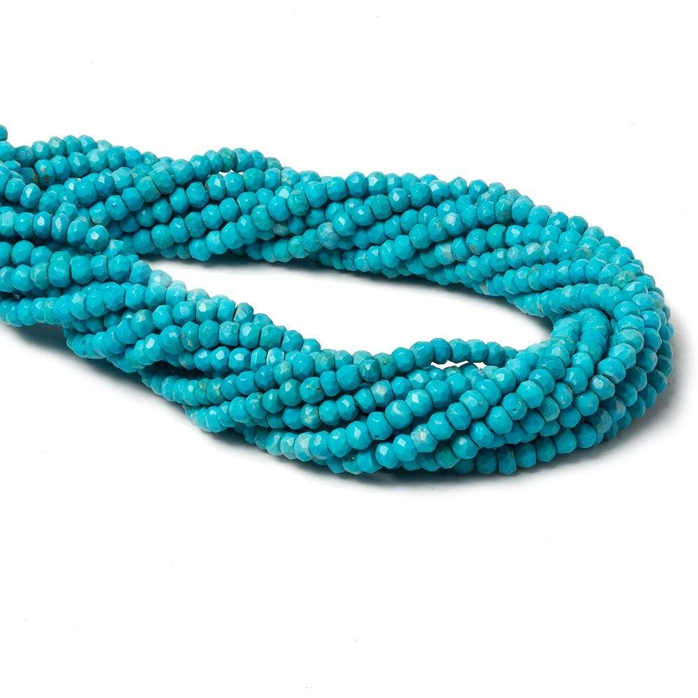3.5mm Turquoise Howlite Faceted Rondelle Beads 13 inch 120 pcs - Beadsofcambay.com