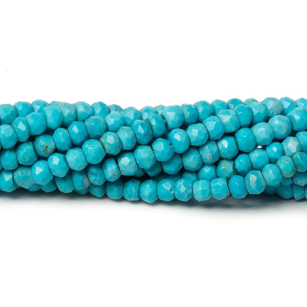 3.5mm Turquoise Howlite Faceted Rondelle Beads 13 inch 120 pcs - Beadsofcambay.com