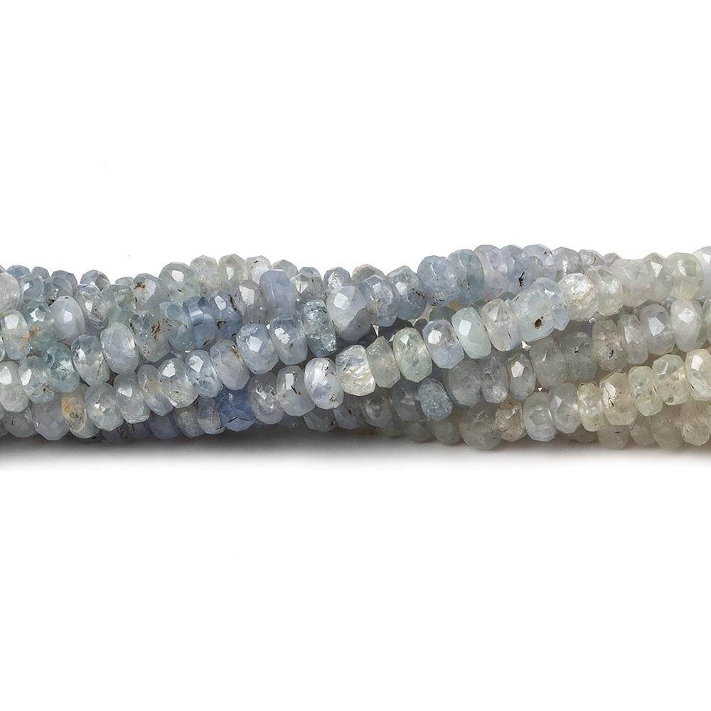 3.5mm White & Light Blue Sapphire faceted rondelles 18 inch 225 pieces A - Beadsofcambay.com