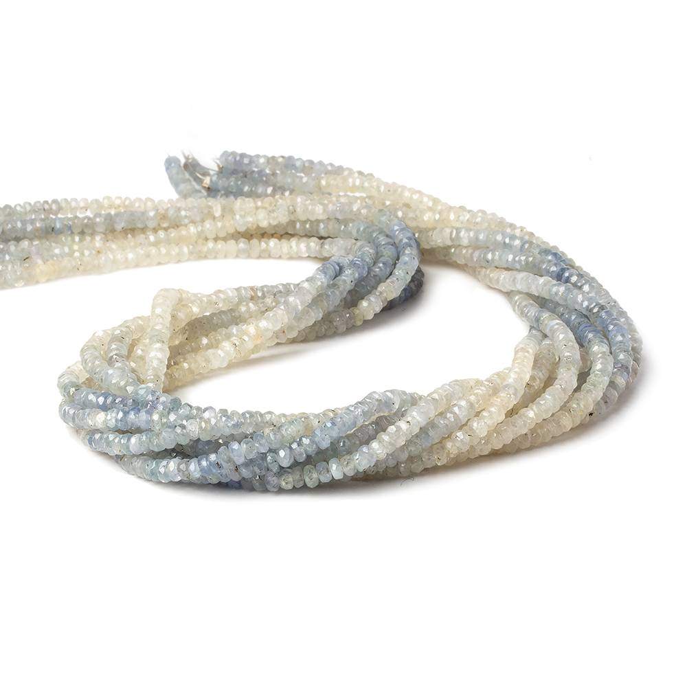 3.5mm White & Light Blue Sapphire faceted rondelles 18 inch 225 pieces A - Beadsofcambay.com
