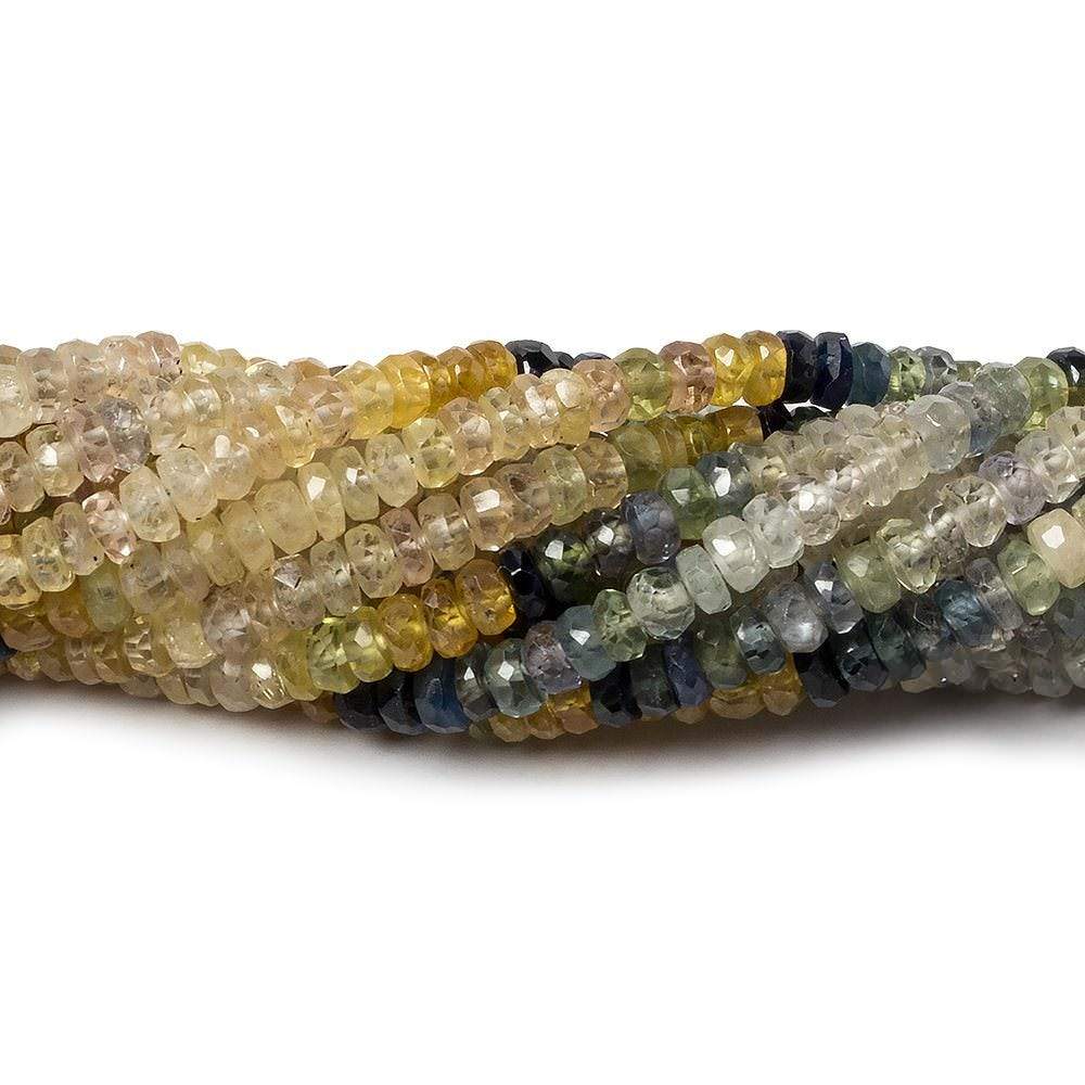 3.5mm Yellow and Blue Songia Sapphire rondelles 18 inch 230 beads A Grade - Beadsofcambay.com